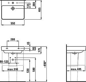 Раковина Laufen Pro S 55 белый 8.1096.2.000.104.1, 2