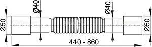 Слив гофрированный AlcaPlast 40/50x40/50мм L=440-860мм A702 Слив гофрированный AlcaPlast 40/50x40/50мм L=440-860мм A702, 2