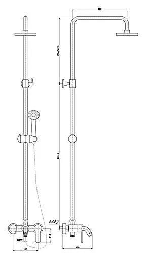 Душевая система со смесителем для ванны Timo Polo хром/белый SX-1100 white