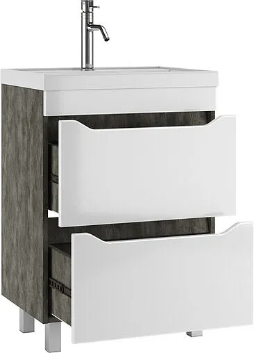 Тумба-умывальник напольный Айсберг Ева 60 белый/бетон DA5915T+4670142930044