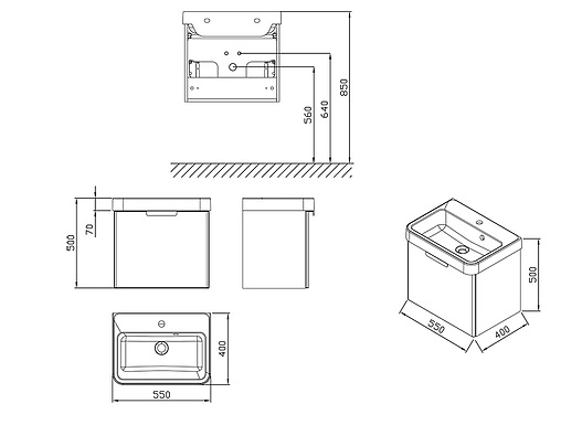 Тумба под умывальник подвесная Ravak BeHappy 53 белый X000001097