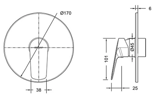 Смеситель для душа скрытого монтажа Bravat Rhein хром PB8429564CP-ENG