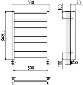 Полотенцесушитель водяной лесенка Terminus Контур П7 500х800 полированная сталь 4670078529657, 2