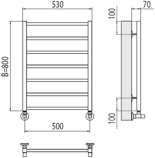 Полотенцесушитель водяной лесенка Terminus Контур П7 500х800 полированная сталь 4670078529657