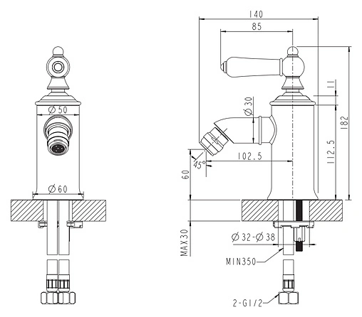 Смеситель для биде Bravat Art хром/белый F375109C