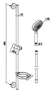 Душевая стойка Damixa Kudos хром 760100800 Душевая стойка Damixa Kudos хром 760100800, 2