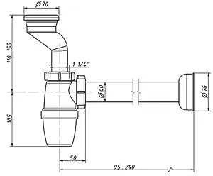 Сифон для писсуара Sanita ORIO РВ-31009 0030276, 2