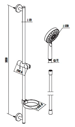 Душевая стойка Damixa Kudos хром 760100800