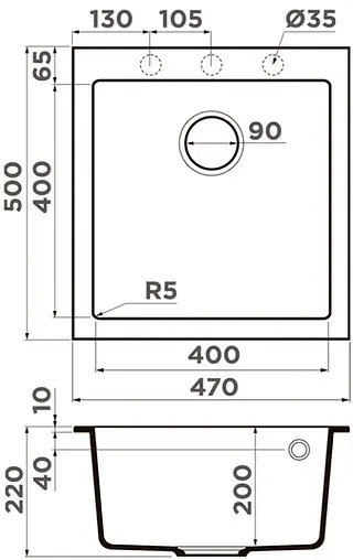 Мойка кухонная Omoikiri Bosen 47-GR leningrad grey 4993594
