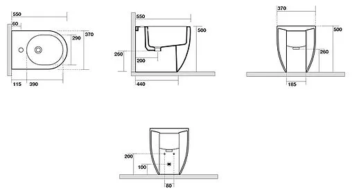 Биде напольное Kerasan Flo белый 312401