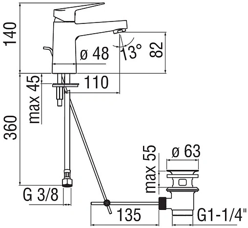 Смеситель для раковины Nobili Blues хром BS101118/1CR