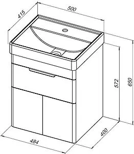 Тумба под умывальник Aquanet Ирис new 50 белый глянец 00310143 Тумба под умывальник Aquanet Ирис new 50 белый глянец 00310143, 2