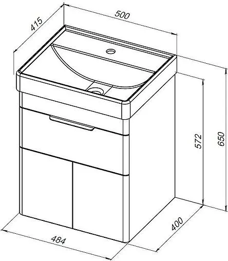Тумба под умывальник Aquanet Ирис new 50 белый глянец 00310143