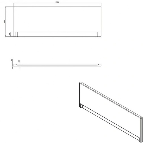 Панель для ванны фронтальная Cersanit Universal1 170 белый 63328