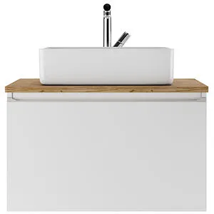Тумба-умывальник подвесной Домино Senator 70 белый/дуб вотан DS4301T+641945, 3