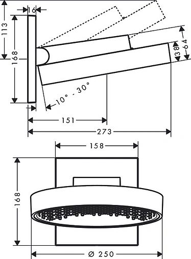 Лейка верхнего душа с настенным креплением Hansgrohe Rainfinity 250 1jet белый матовый/графит 26226700