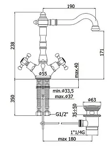 Смеситель для раковины Paffoni Belinda бронза FBLV075BR Смеситель для раковины Paffoni Belinda бронза FBLV075BR, 2