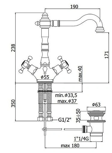 Смеситель для раковины Paffoni Belinda бронза FBLV075BR