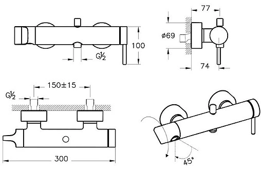 Смеситель для ванны VitrA Origin медь A4261926
