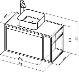 Тумба-умывальник подвесная Aquanet Nova Lite LOFT 90 L дуб рошелье 00261656+ Тумба-умывальник подвесная Aquanet Nova Lite LOFT 90 L дуб рошелье 00261656+, 2