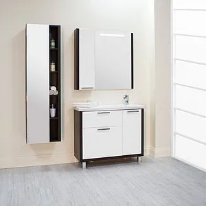 Шкаф-зеркало Aquaton Брайтон 100 L белый/венге 1A176702BR500, 4