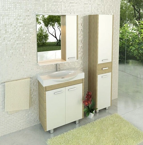 Тумба-умывальник напольная Comforty Лион 76 белый/сосна лоредо