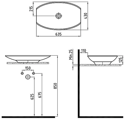 Раковина Bien Harmony 63 белый HRLG06301FD0W3000