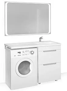 Тумба под умывальник напольная над стиральной машиной Raval Forte 120 R белый For.01.120.R/N/W, 3