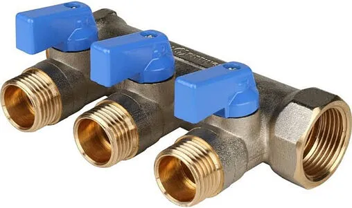 Коллектор запорный проходной 3 отвода синий 1&quot;в/н x ½&quot;н General Fittings 6200R6N1004B3A