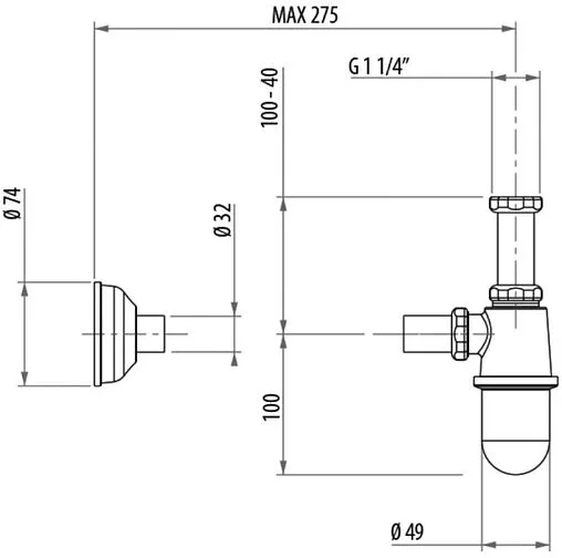 Сифон бутылочный для раковины Gattoni Accessori хром 0152/00C0 Сифон бутылочный для раковины Gattoni Accessori хром 0152/00C0