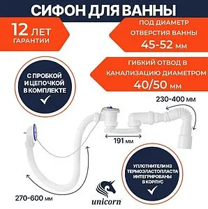 Слив-перелив для ванны Unicorn нержавеющая сталь S12 Слив-перелив для ванны Unicorn нержавеющая сталь S12, 2