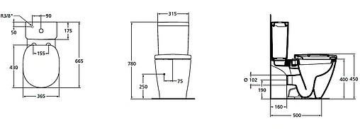 Унитаз-компакт безободковый Ideal Standard Connect AquaBlade белый