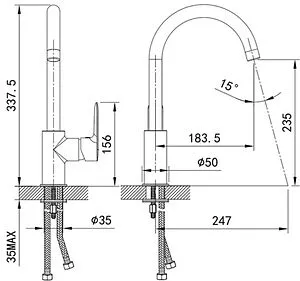 Смеситель для кухни IDDIS Cuba состаренная латунь CU2LBJ0i05, 2