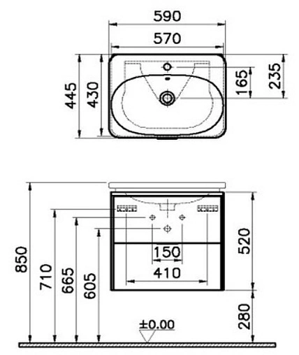 Тумба-умывальник подвесная VitrA Nest 60 натуральная древесина 56144