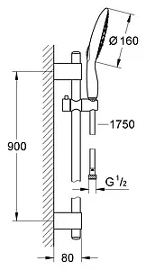 Душевая стойка Grohe Power&Soul 160 хром 27750000, 2
