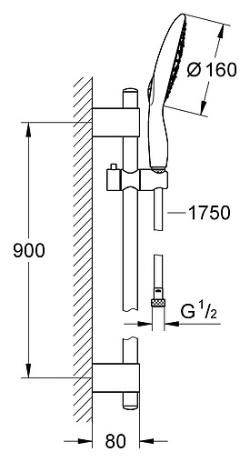 Душевая стойка Grohe Power&Soul 160 хром 27750000 Душевая стойка Grohe Power&Soul 160 хром 27750000