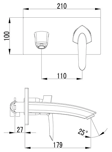 Смеситель для раковины из стены Lemark Mars хром LM3526C