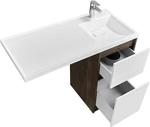 Тумба-умывальник напольная над стиральной машиной Aquaton Лондри 105 R дуб кантри/белый 1A2670K2LHDY0+, 3