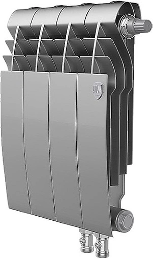 Радиатор биметаллический 4 секции нижнее правое подключение Royal Thermo BiLiner VD 350 Silver Satin RTBSSVDR35004