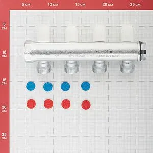 Коллектор регулирующий проходной 4 отвода 1"в/н x ¾"ек Tiemme MAXIMA 1860019 Коллектор регулирующий проходной 4 отвода 1"в/н x ¾"ек Tiemme MAXIMA 1860019, 5