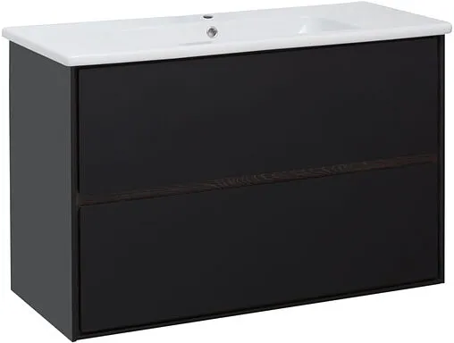 Тумба под умывальник подвесная Aquanet Милан 100 чёрный глянец 00269299