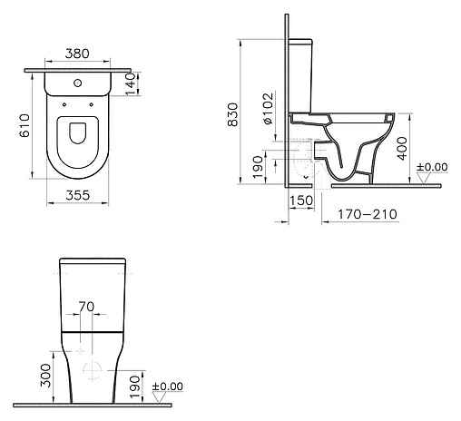 Унитаз-компакт VitrA Zentrum белый 9012B003-7202