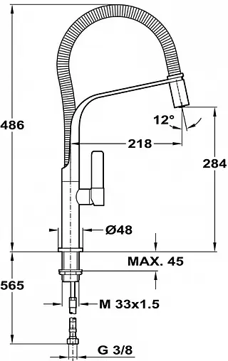 Смеситель для кухни с гибким изливом Teka FO 997 чёрный/хром 62997020FN