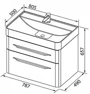 Тумба-умывальник подвесная Aquanet Виченца 80 белый 00196963+4640021061091 Тумба-умывальник подвесная Aquanet Виченца 80 белый 00196963+4640021061091, 2