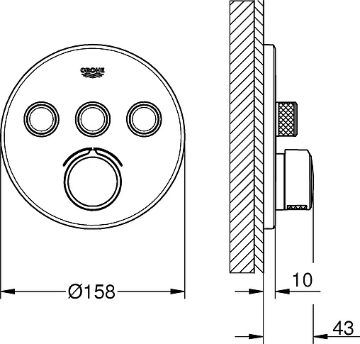 Смеситель для ванны скрытого монтажа Grohe Grohtherm SmartControl хром 29146000