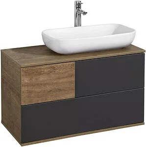 Тумба-умывальник подвесная Aquaton Терра 85 дуб кантри/антрацит 1A2472K2TEKA0, 1