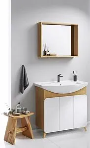 Тумба-умывальник напольная Aqwella Basic 85 белый/дуб золотой BAS0108DZ+4620008197456 Тумба-умывальник напольная Aqwella Basic 85 белый/дуб золотой BAS0108DZ+4620008197456, 4