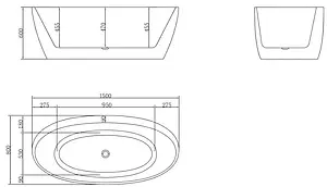 Ванна акриловая отдельностоящая BelBagno 150x80 BB404-1500-800 Ванна акриловая отдельностоящая BelBagno 150x80 BB404-1500-800, 2