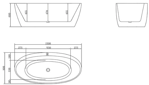 Ванна акриловая отдельностоящая BelBagno 150x80 BB404-1500-800