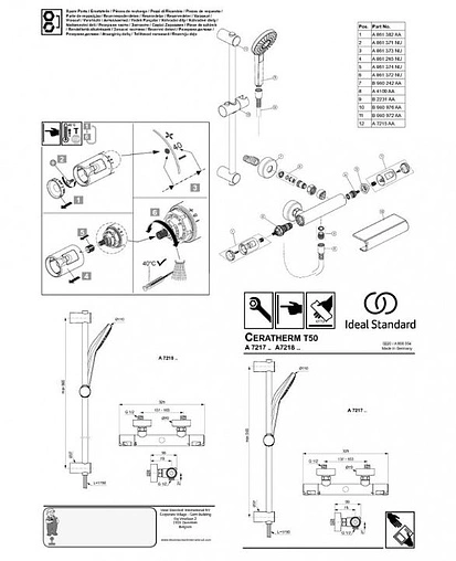 Душевая стойка с термостатом Ideal Standard Ceratherm T50 хром A7217AA